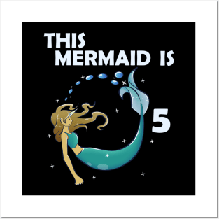 5th Birthday Mermaid Posters and Art